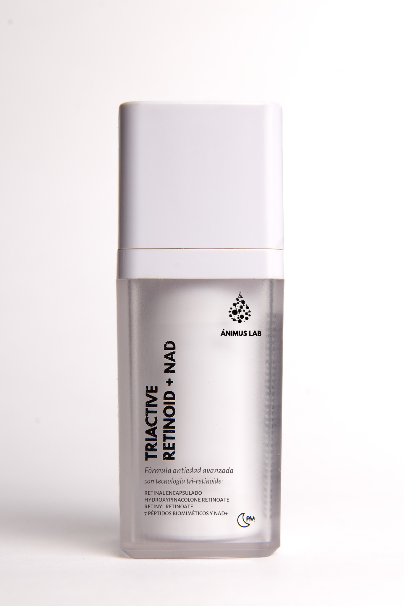 Suero facial TriActive Retinoid + NAD de Ánimus Lab, fórmula antiedad avanzada, envase airless.