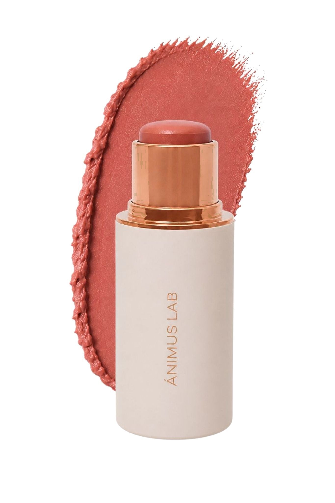 Blush Balm tono Cinnamon — stick y swatch canela rosado