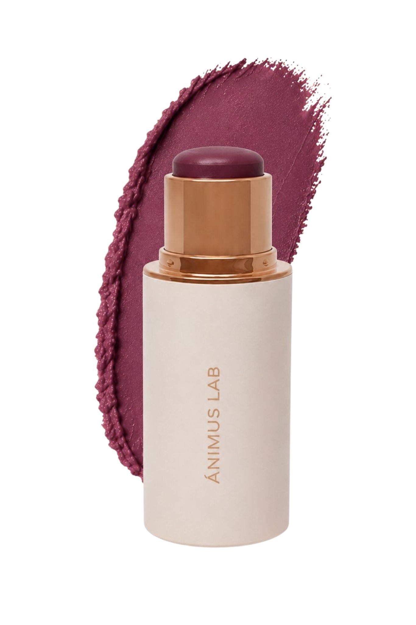Blush Balm tono Borgoña — stick y swatch vino ciruela profundo