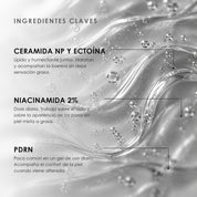 Ingredientes clave de Gel Hidratante de ÁNIMUS Lab: ceramida np y ectoína, niacinamida 2%, pdrn.