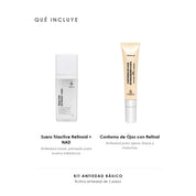 Qué incluye el Kit Antiedad Básico de ÁNIMUS Lab: Suero Triactive Retinoid + NAD y Contorno de Ojos con Retinal.