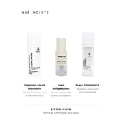 Qué incluye el Kit Piel Glow de ÁNIMUS Lab: Limpiador Facial Hidratante, Suero Multipéptidos y Suero Vitamina C+.