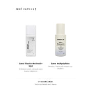 Qué incluye el Kit Esenciales de ÁNIMUS Lab: Suero Triactive Retinoid + NAD y Suero Multipéptidos.